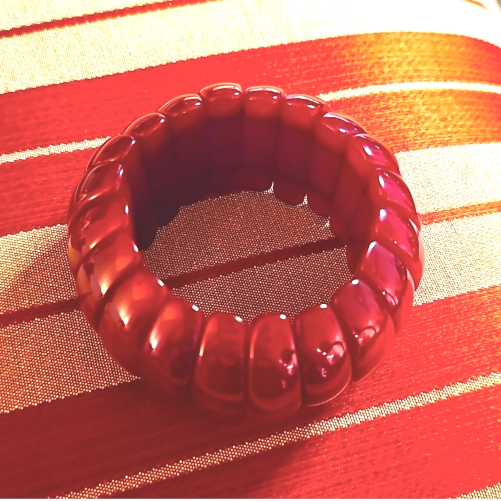 Ruby Red Resin Stretchy Bracelet